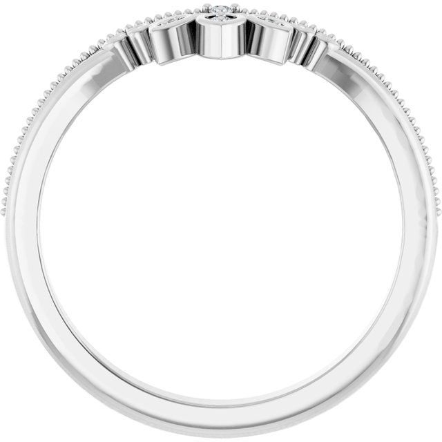 14k White .02 Ctw Natural Diamond Contour Band