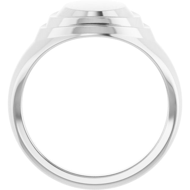 14K White 11.3x14.6 mm Engravable Oval Signet Ring
