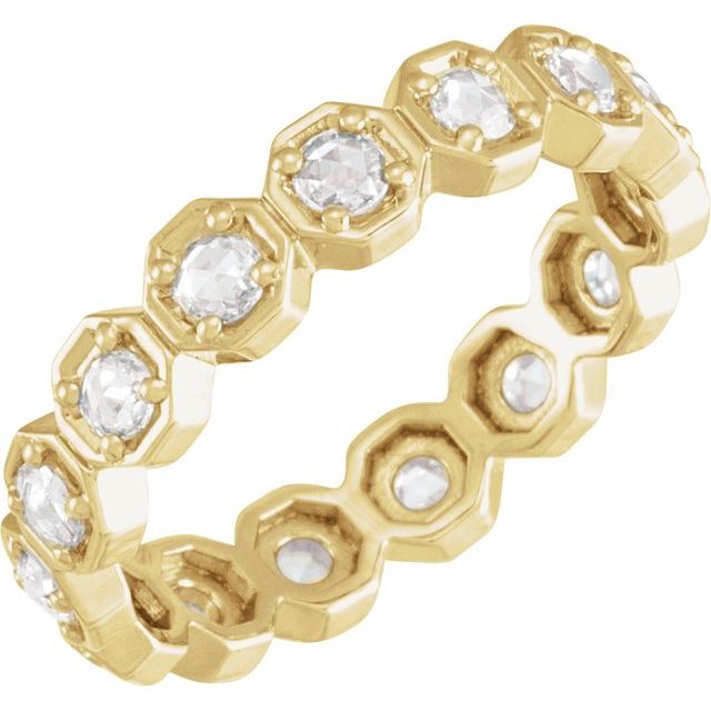 14K Yellow 1/2 CTW Natural Rose-Cut Diamond Eternity Band Size 7