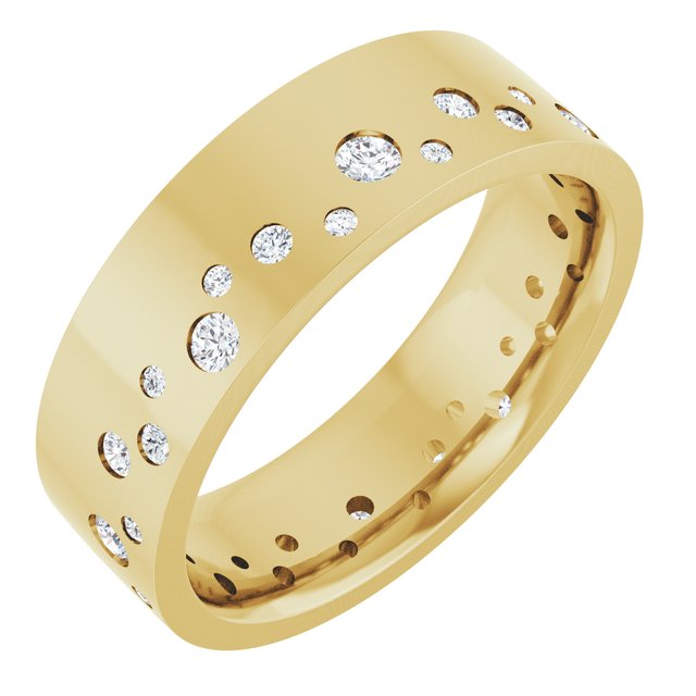 14k Yellow 3/8 Ctw Natural Diamond Band Size 7