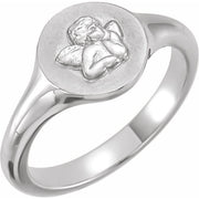 14K White Cherub Angel Pinky Ring