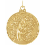 14K Yellow 33 mm Round Face of Jesus (Ecce Homo) Medal