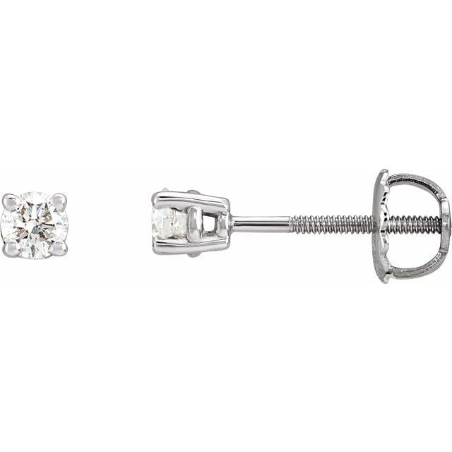 14k White 1/3 Ctw Natural Diamond Stud Earrings