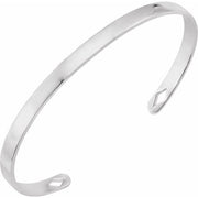 14K White Engravable Diamond Pierced Cuff 7' Bracelet