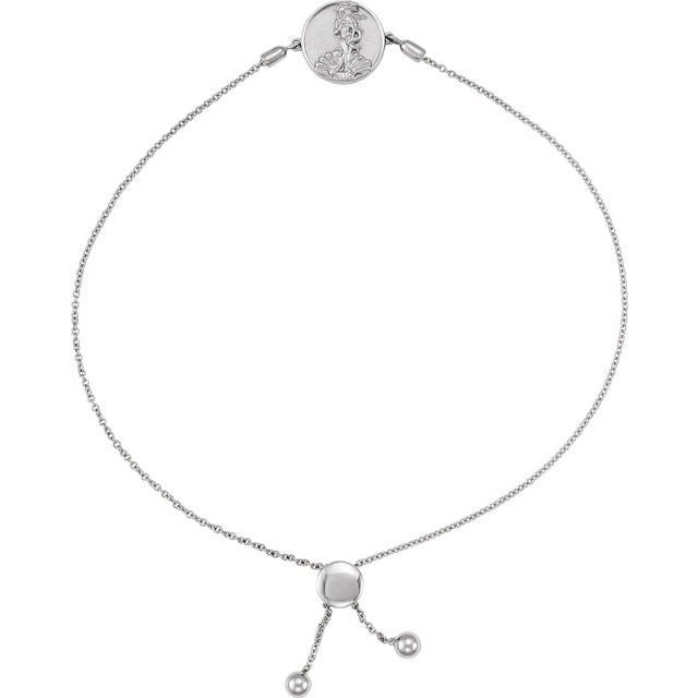 Sterling Silver  Aphrodite and Venus Coin Bolo 9.5' Bracelet