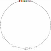 14K White Natural Multi-Gemstone Bar 6 1/2-7 1/2' Bracelet