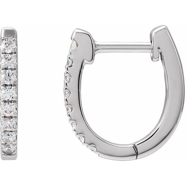 14K White 1/6 CTW Natural Diamond Hoop Earrings