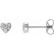14k White 1/10 Ctw Natural Diamond Heart Earrings