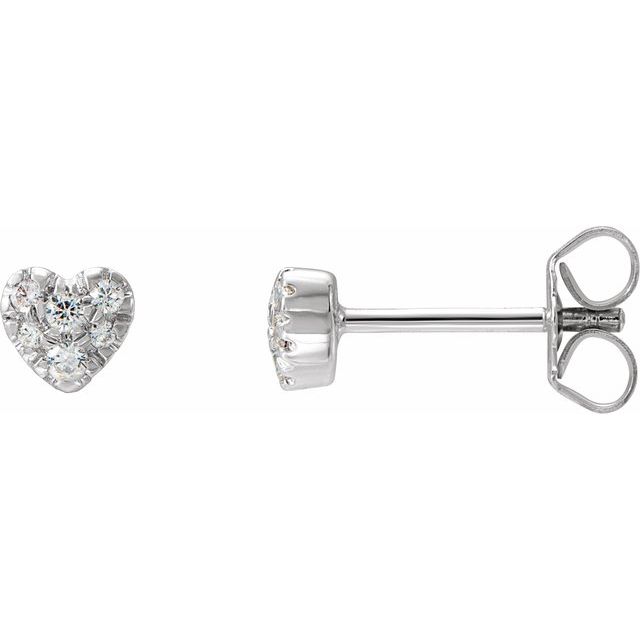 14k White 1/10 Ctw Natural Diamond Heart Earrings