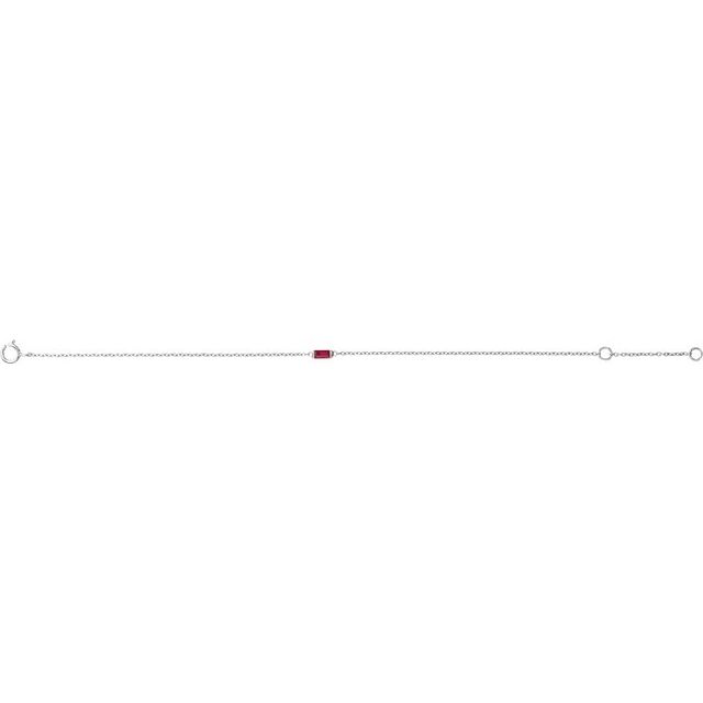 14K White Straight Baguette Natural Ruby 6 1/2-7 1/2' Bracelet