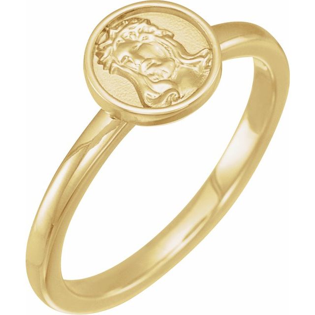 14K Yellow Jesus Ring