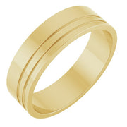 14K Yellow 6 mm Grooved Band Size 8.5