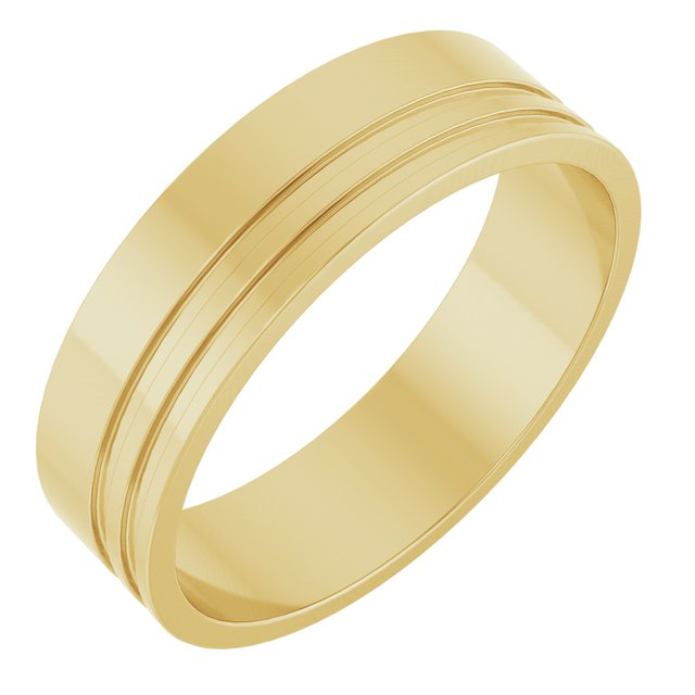 14K Yellow 6 mm Grooved Band Size 8.5