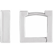 14K White Square Hinged 10 mm Huggie Hoop Earrings