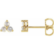 14K Yellow 1/8 CTW Rose-Cut Natural Diamond Three-Stone Earrings