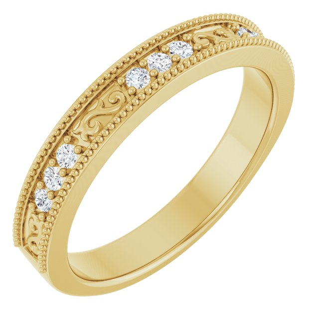 14K Yellow 1/8 CTW Natural Diamond Milgrain Anniversary Band