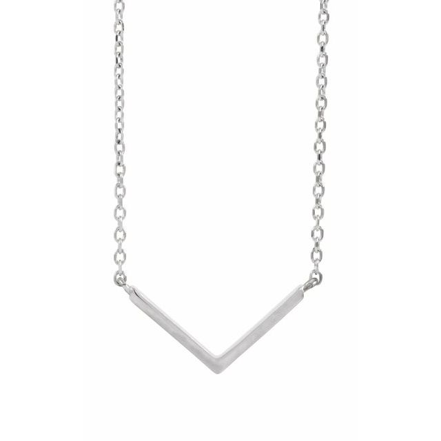 14K White  Minimalist V 18' Necklace