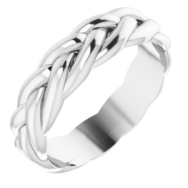 14k White 6 Mm Rope Band Size 10
