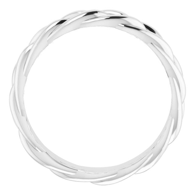 14k White 6 Mm Rope Band Size 10