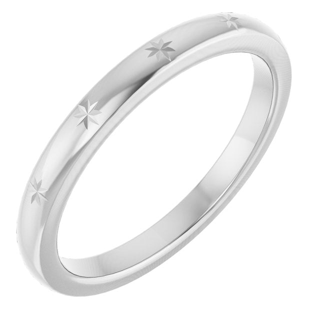 14k White Star Band Size 7