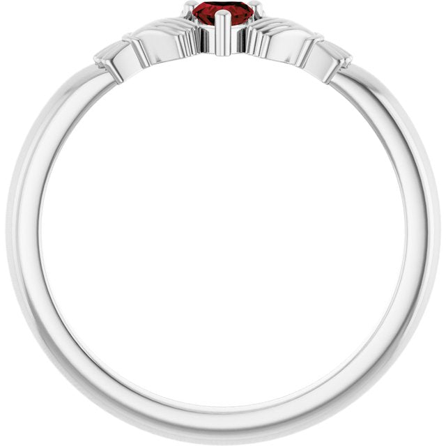 Sterling Silver Natural Mozambique Garnet Claddagh Ring
