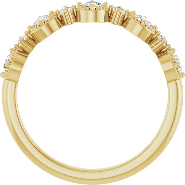 14K Yellow 1/3 CTW Natural Diamond Beaded Halo Anniversary Band