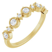 14K Yellow 1/3 CTW Natural Diamond Beaded Halo Anniversary Band