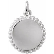 Sterling Silver Engravable Beaded Disc Pendant