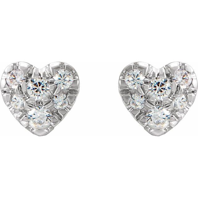 14k White 1/10 Ctw Natural Diamond Heart Earrings