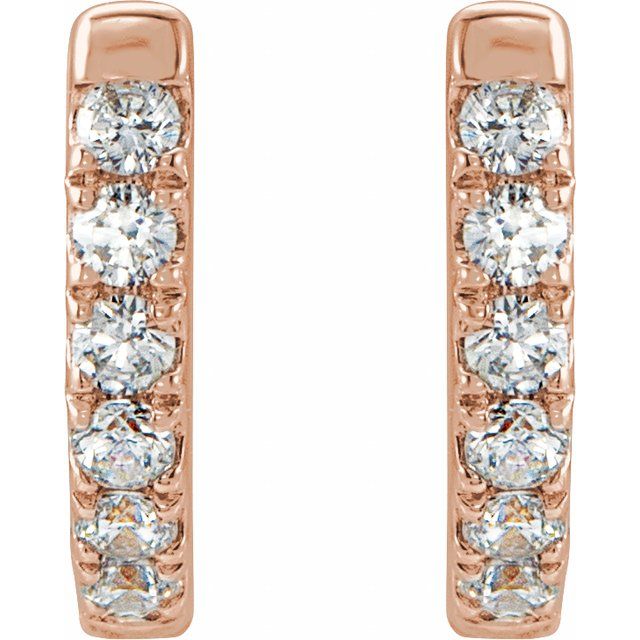 14K Rose 1/8 CTW Natural Diamond Hoop Earrings