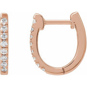 14k Rose 1/6 Ctw Natural Diamond Hoop Earrings