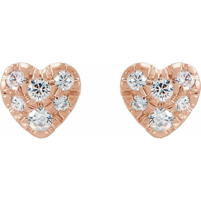 14K Rose 1/10 CTW Natural Diamond Heart Earrings