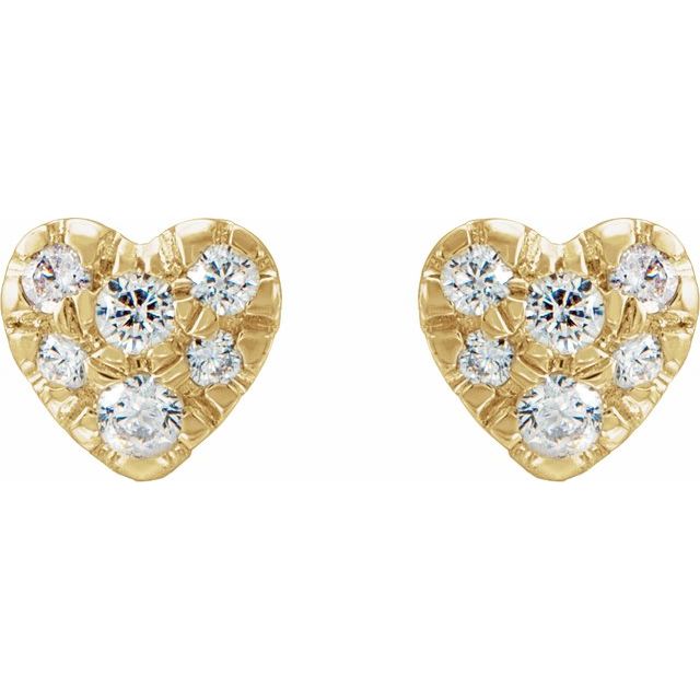 14K Yellow 1/10 CTW Natural Diamond Heart Earrings