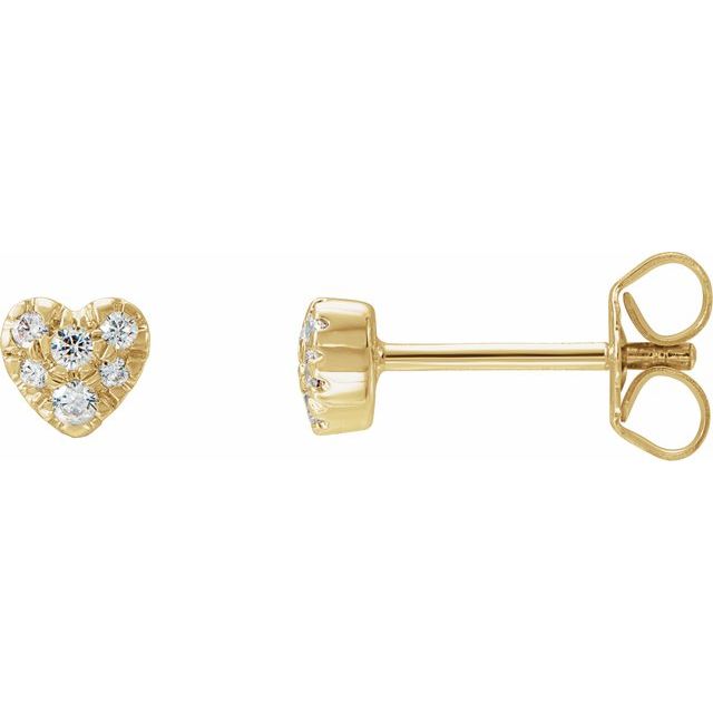 14K Yellow 1/10 CTW Natural Diamond Heart Earrings