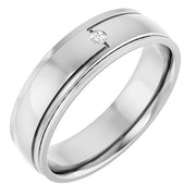 14K White .03 CT Natural Diamond Band Size 10