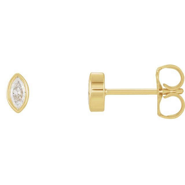 14k Yellow 1/6 Ctw Natural Diamond Solitaire Bezel-set Earrings