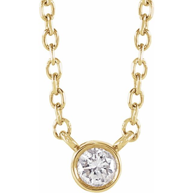 14K Yellow 1/10 CT Natural Diamond 16-18' Necklace