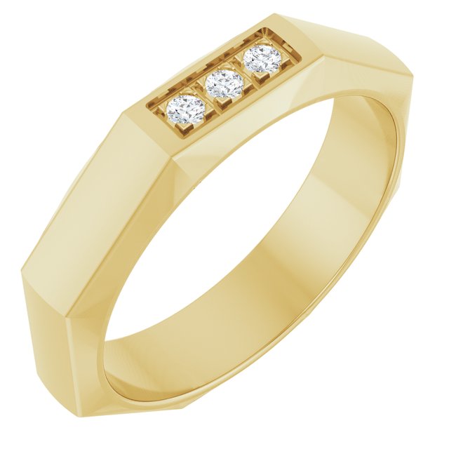 14K Yellow 5 mm .08 CTW Natural Diamond Three-Stone Octagon Band Size 10