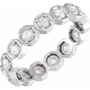 14K White 1/2 CTW Natural Rose-Cut Diamond Eternity Band Size 7