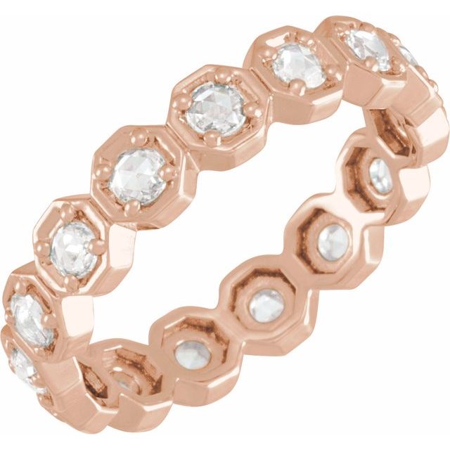 14K Rose 1/2 CTW Natural Rose-Cut Diamond Eternity Band Size 7