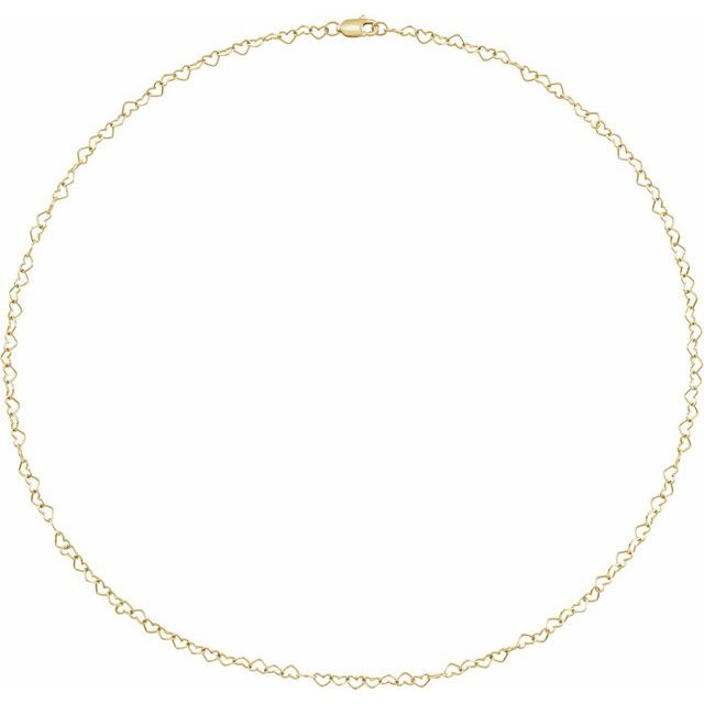 14K Yellow 3.2 mm Heart Cable 9' Chain