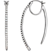 14k White 1/2 Ctw Natural Diamond Hoop Earrings