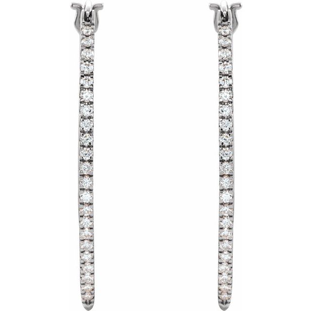 14k White 1/2 Ctw Natural Diamond Hoop Earrings