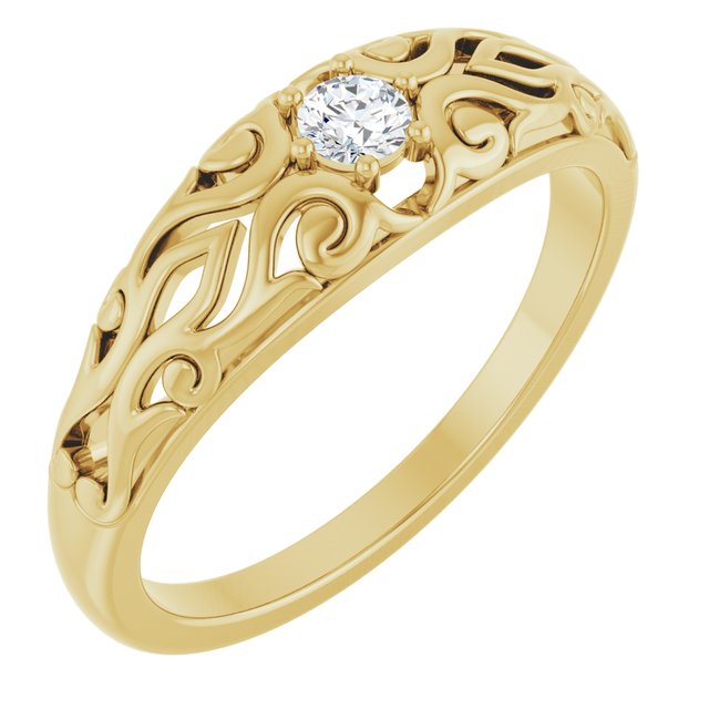 14K Yellow 1/10 CT Natural Diamond Ring