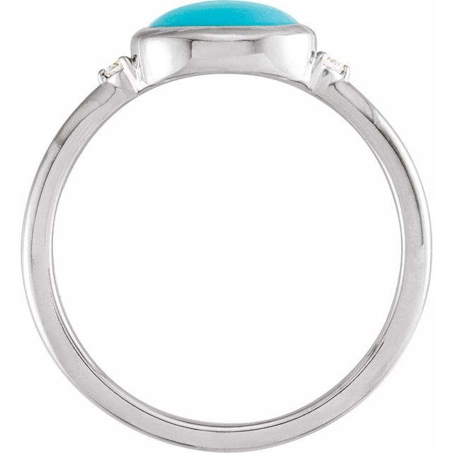 14K Yellow Natural Turquoise & .03 CTW Natural Diamond Ring