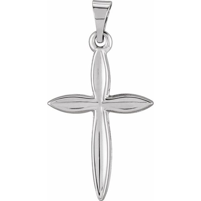 14K White 18x13 mm Cross Pendant