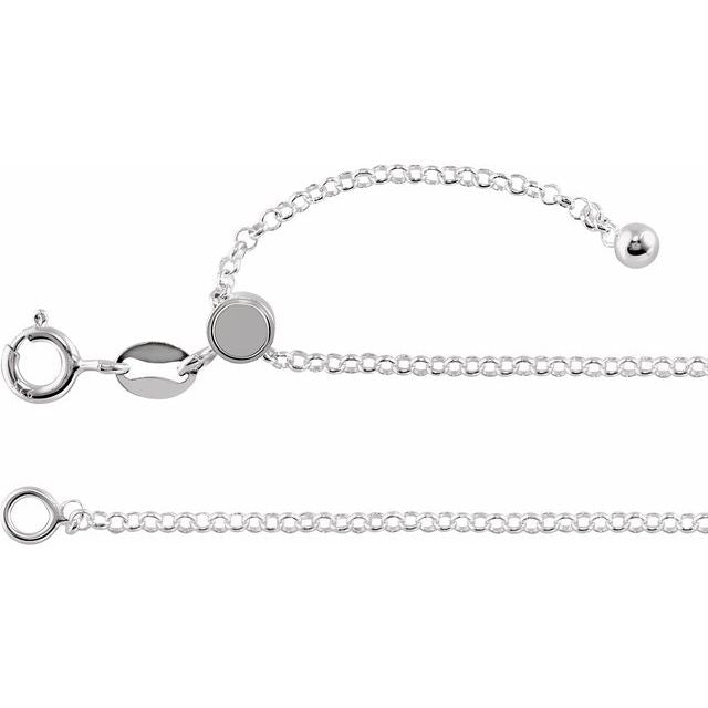 Sterling Silver 1.5 mm Adjustable Rolo 16-22' Chain