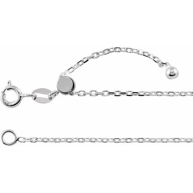 Sterling Silver .95 mm Adjustable Cable 16-22' Chain