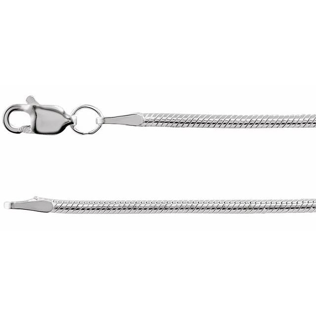Rhodium-Plated Sterling Silver 1.5 mm Snake 18' Chain