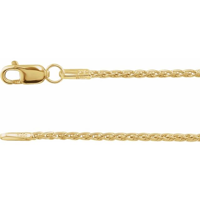 14K Yellow 1.25 mm Wheat 7' Chain